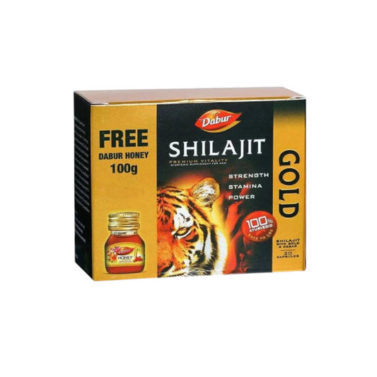 Dabur Shilajit Gold 20 Kapsułek + Miód Dabur 100g
