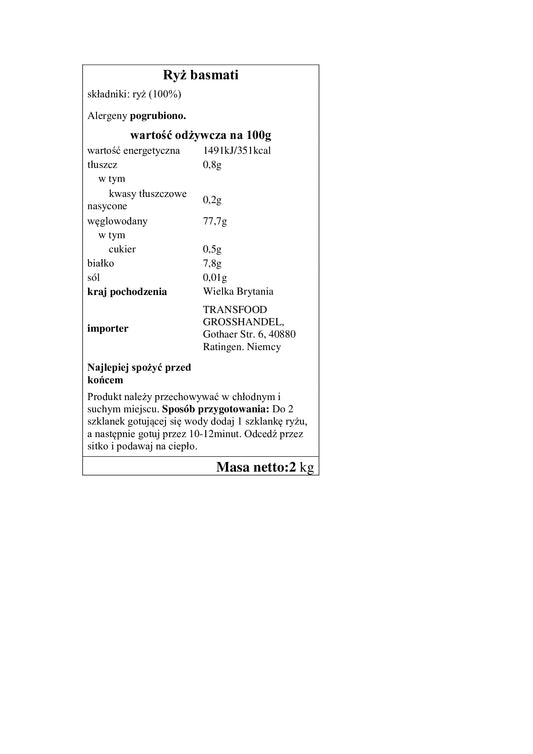 Tilda Pure Basmati Rice 2kg