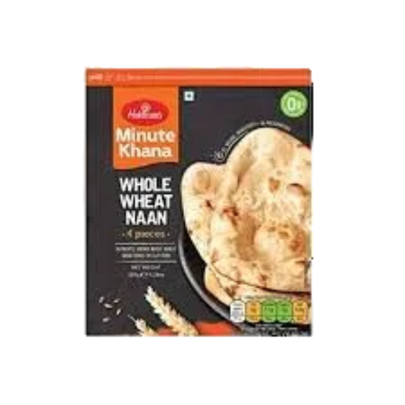 Box of Minute Kana Whole Wheat Naan with a black background