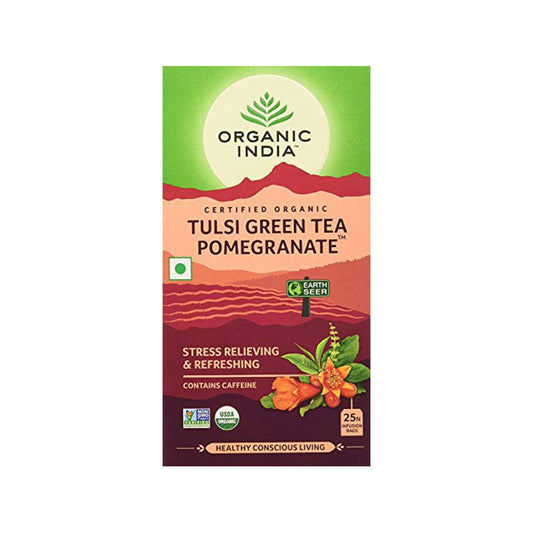 Organic India Tulsi Green Tea Pomegranate 25 Tea Bags